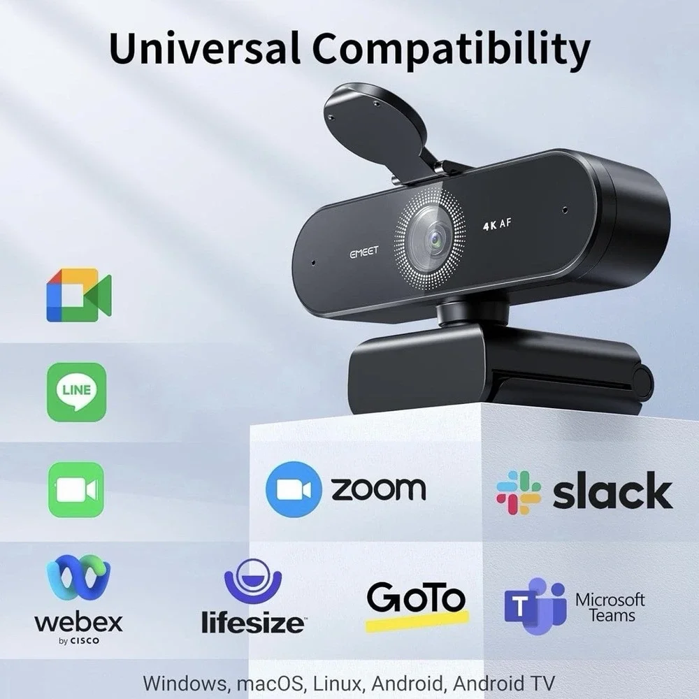 EMEET NOVA 4K Webcam‎ for PC 4K@30fps Autofocus 2 Mics E3131